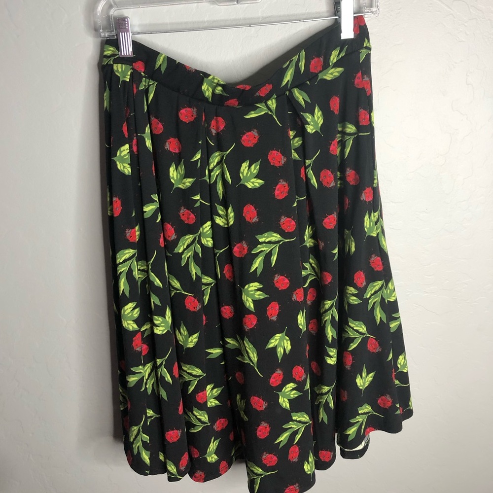 Gently used, Black A-Line skirt with ladybugs